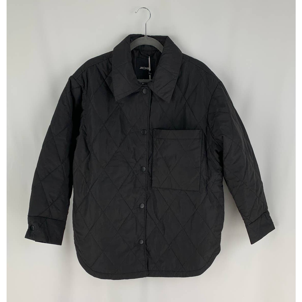Asos Monki Liv Quilted Jacket Womens Small Black New — image 4 of 8